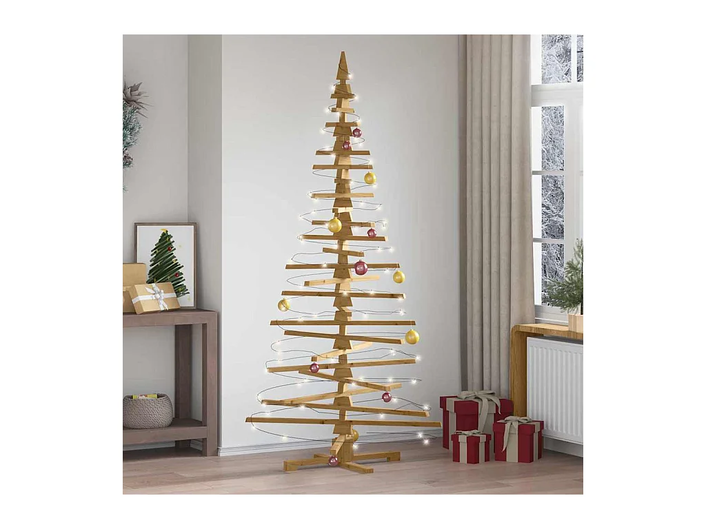 Arbre de Noël en bois Marron 210 cm Bois massif en pin
