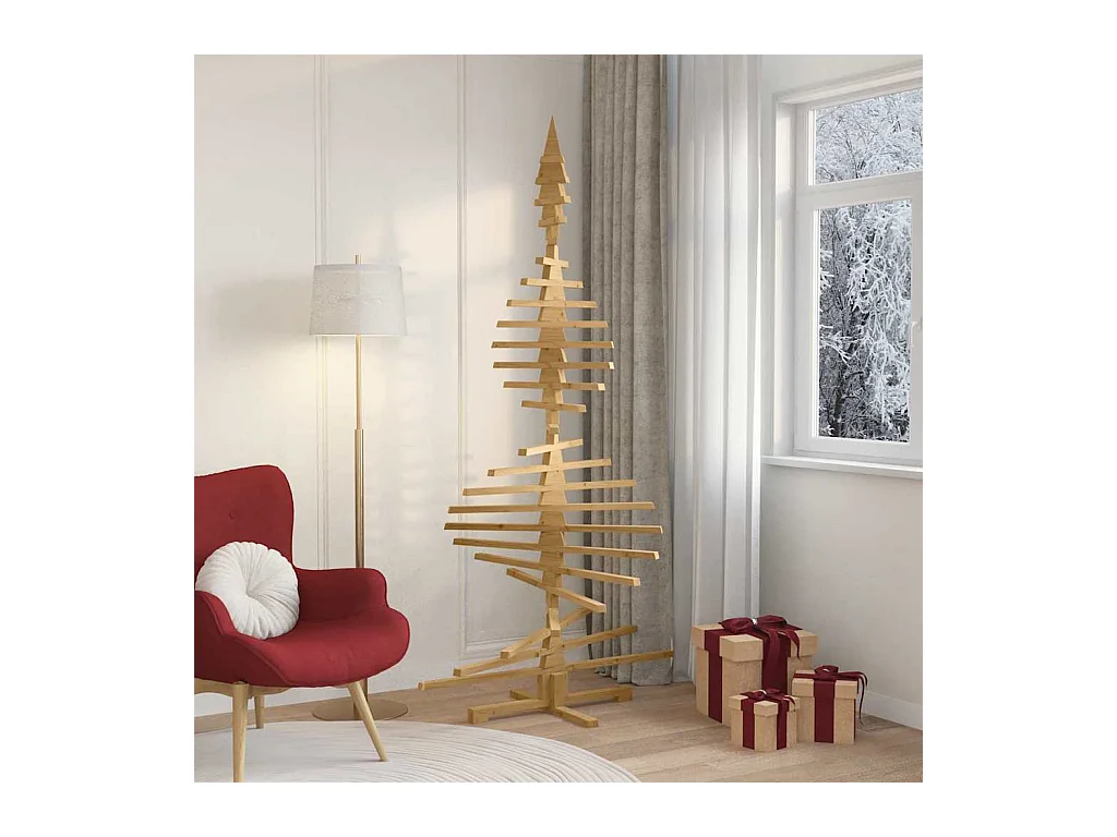 Arbre de Noël en bois Marron 210 cm Bois massif en pin