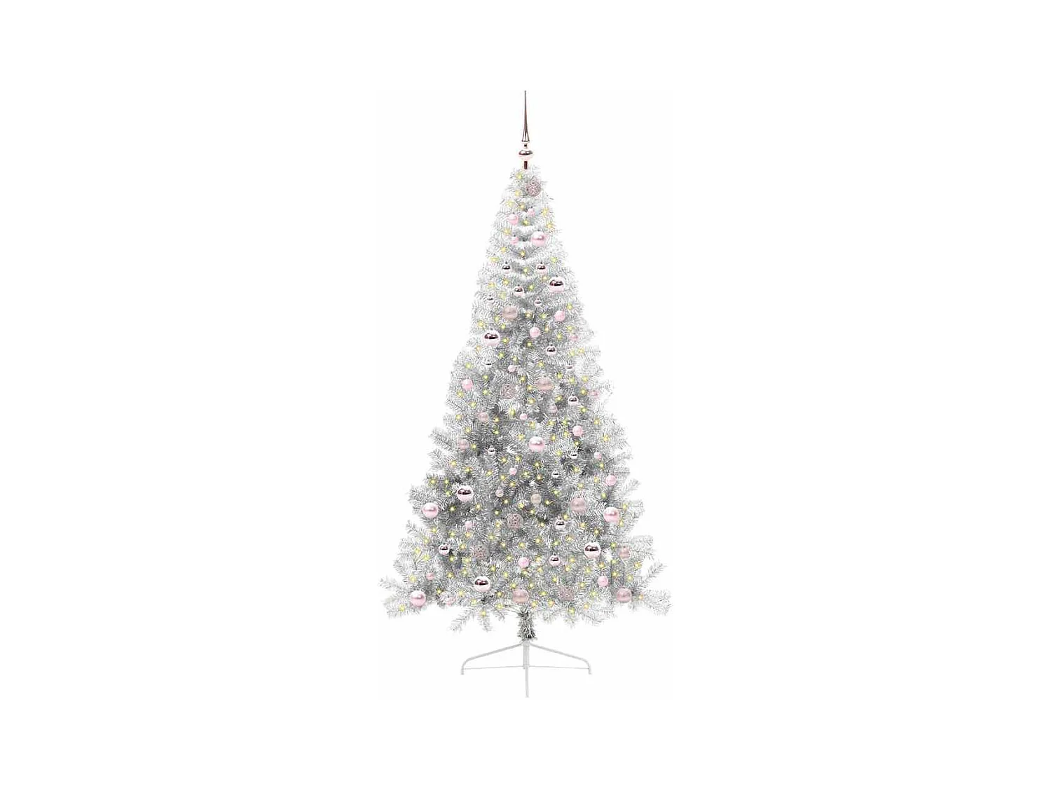 Sapin de Noël artificiel pré-éclairé Argent 210 cm PET