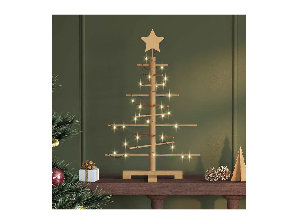Árbol de Navidad de madera con soporte Marrón 75 cm Bambú