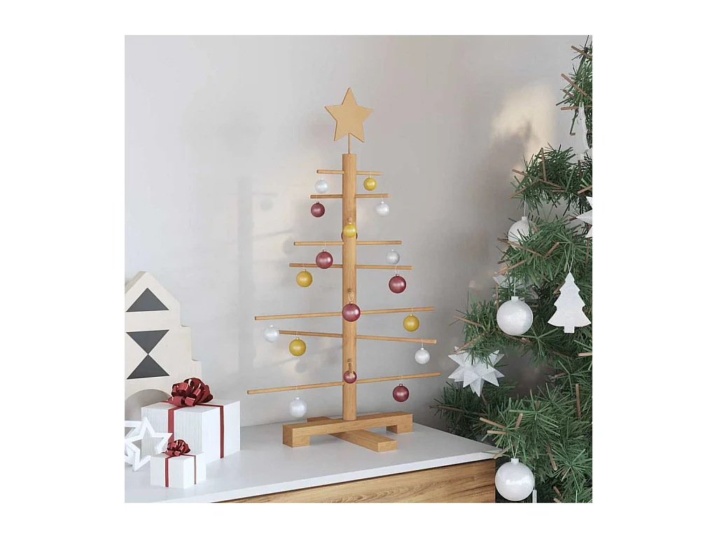 Árbol de Navidad de madera con soporte Marrón 75 cm Bambú