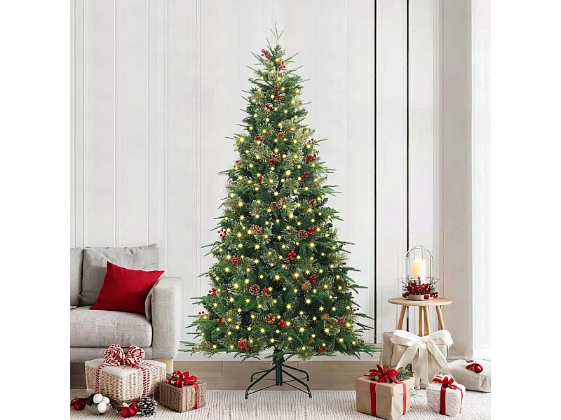 Kunstmatige Hinged Kerstboom met 300 LED Groen 240 cm PE en PVC