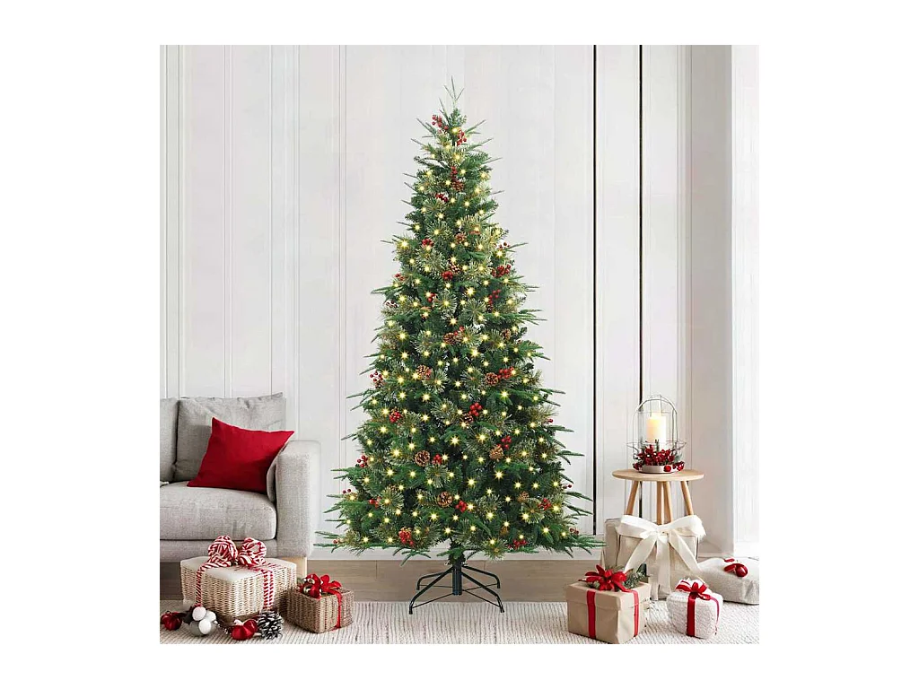 Kunstmatige Hinged Kerstboom met 300 LED Groen 240 cm PE en PVC