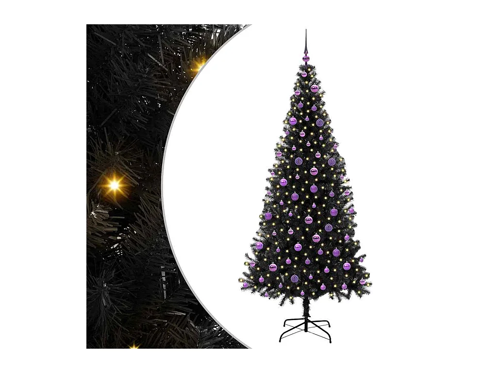 Árbol de Navidad con 300 LED con soporte Negro 210 cm PVC