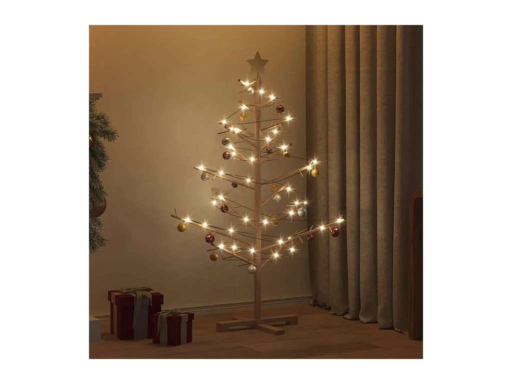 Arbre de Noël en bois Marron 125 cm Bois massif en pin