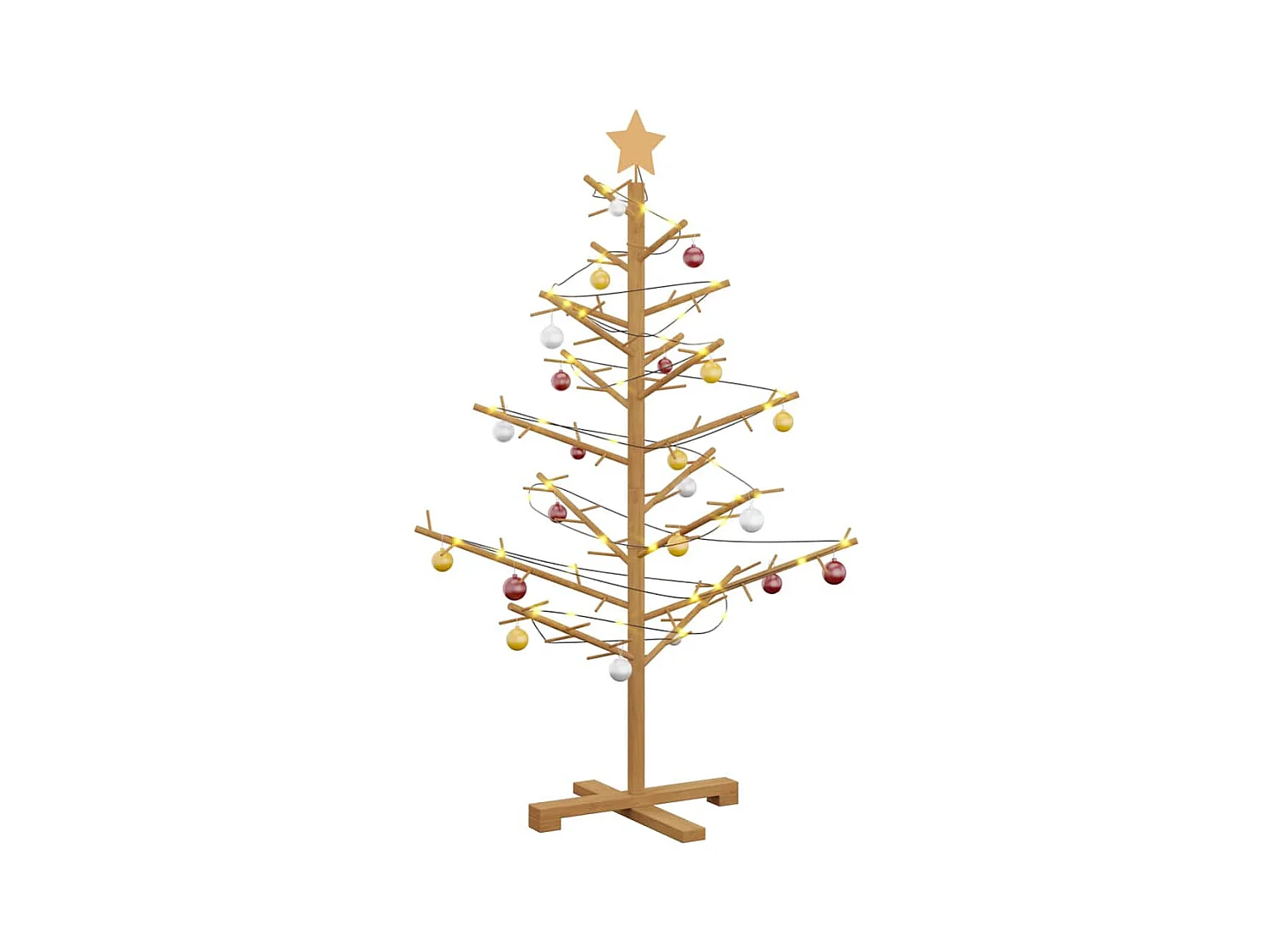 Arbre de Noël en bois Marron 125 cm Bois massif en pin