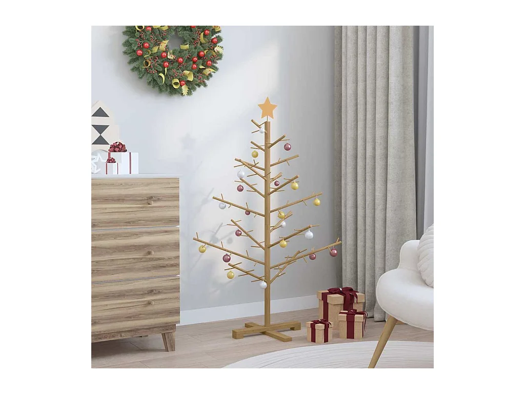 Arbre de Noël en bois Marron 125 cm Bois massif en pin