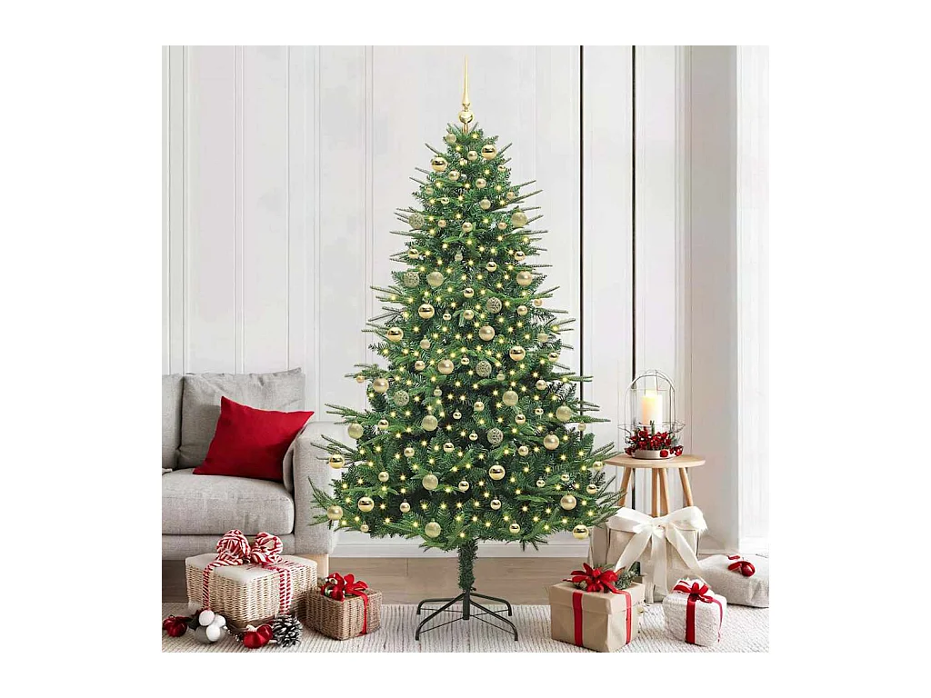 Árbol de Navidad artificial preiluminado con juego de bolas