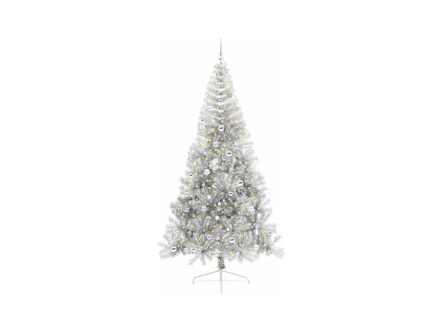 Sapin de Noël artificiel pré-éclairé Argent 240 cm PET