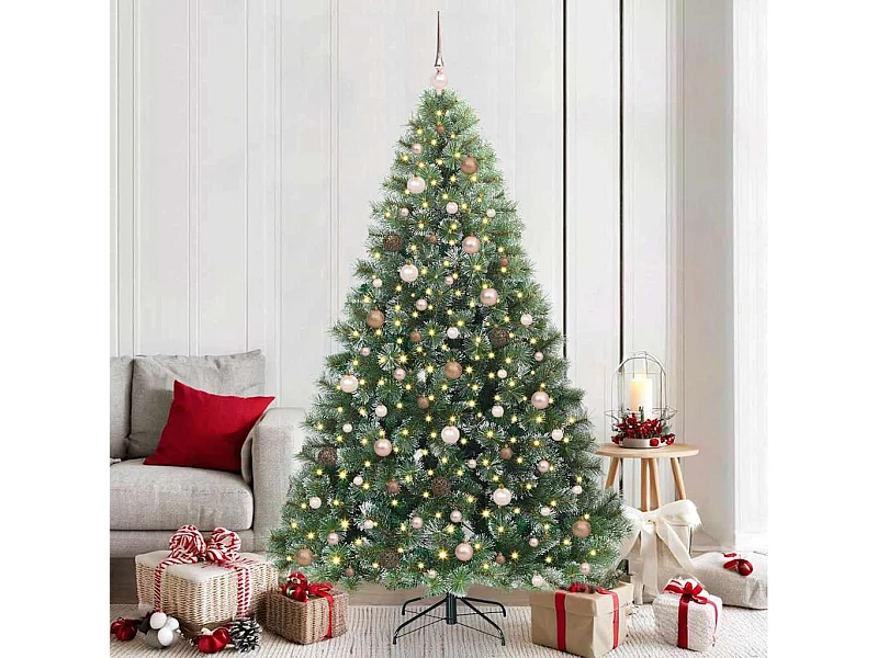 Kunstkerstboom met 300 LED met standaard Groen 210 cm PE en PVC