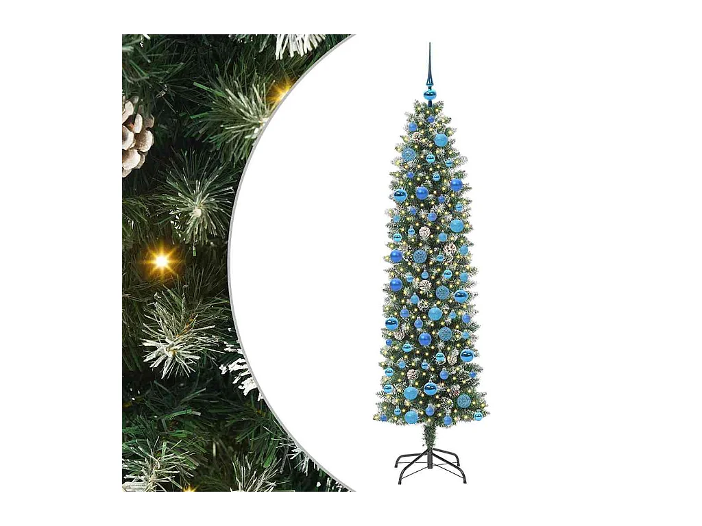 Arbre de Noël artificiel slim avec 300 LED Vert et blanc 180 cm