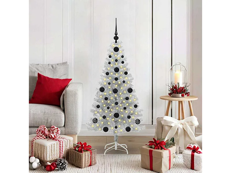 Árbol de Navidad con 150 LED con soporte Plateado 120 cm PET