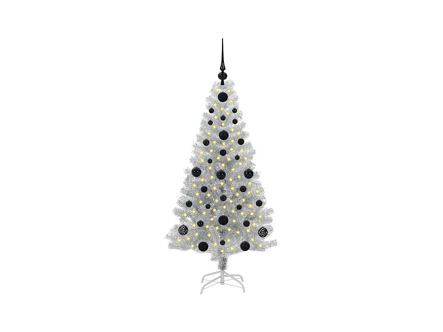 Árbol de Navidad con 150 LED con soporte Plateado 120 cm PET