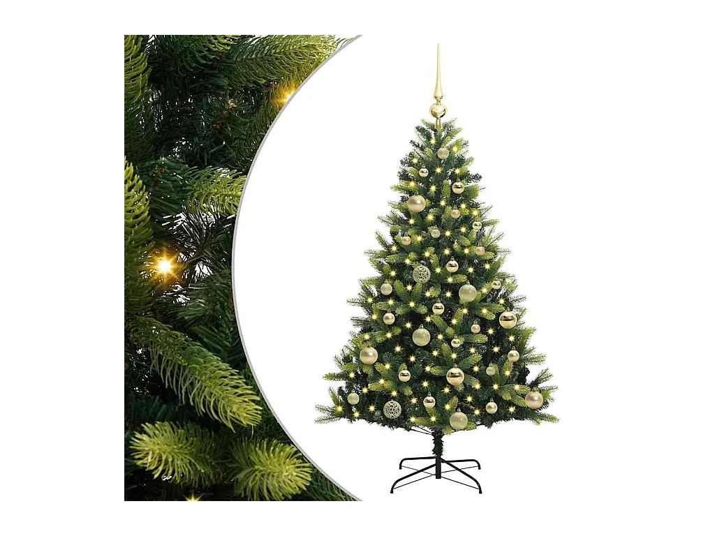 Arbre de Noël artificiel à charnières 150 LED Vert 120 cm
