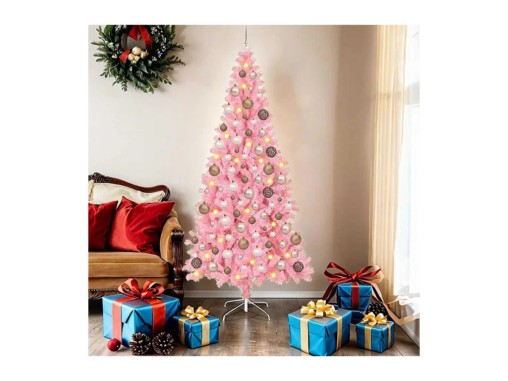 Árbol de Navidad con 300 LED con soporte Rosa 180 cm PVC