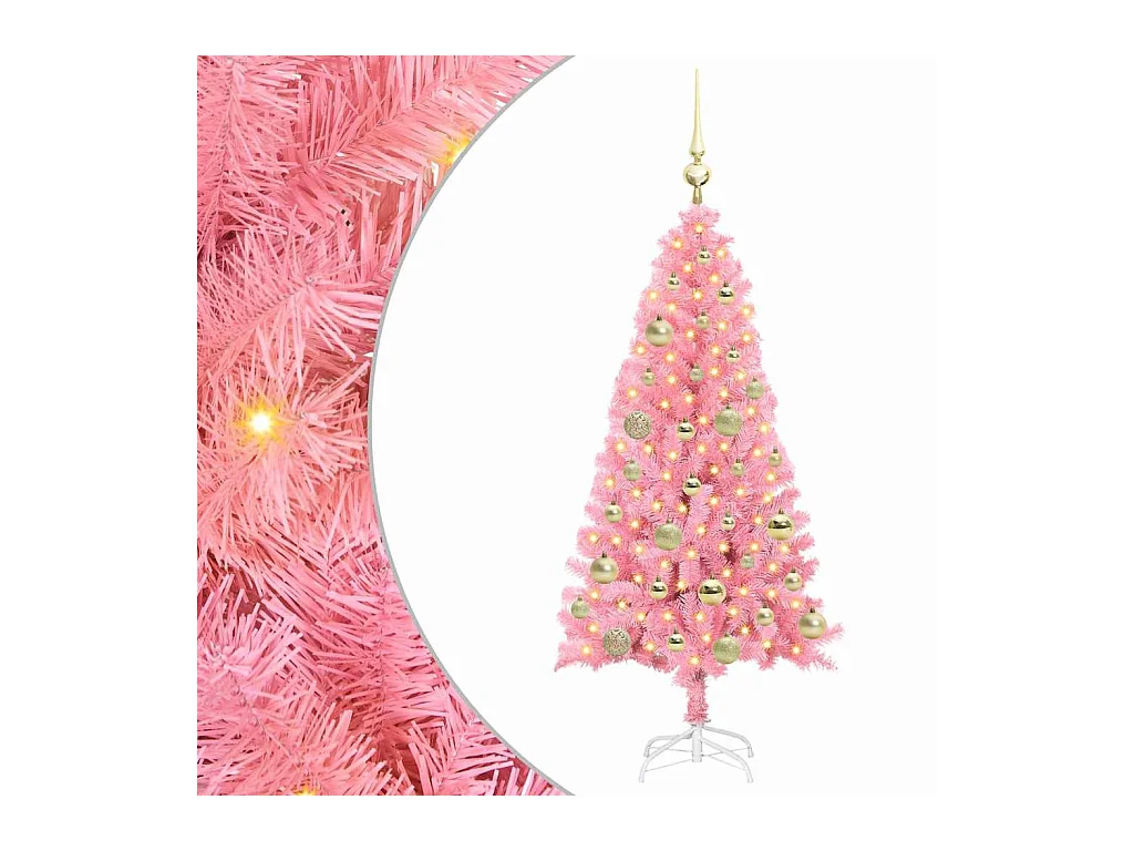 Kerstboom met 150 LED met standaard Roze 120 cm PVC
