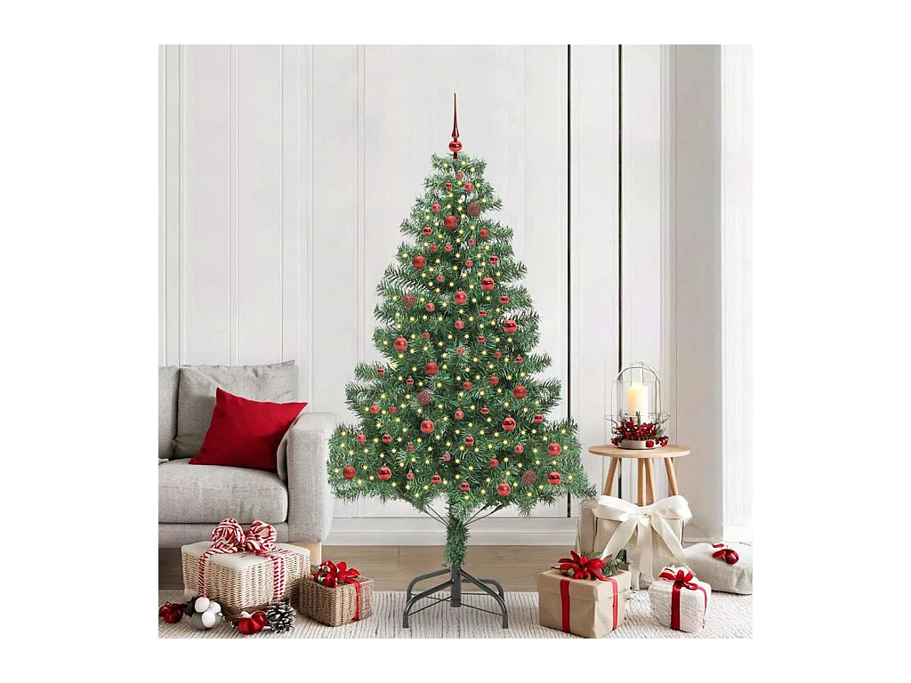 Sapin de Noël avec 300 LED avec support Vert 210 cm PVC