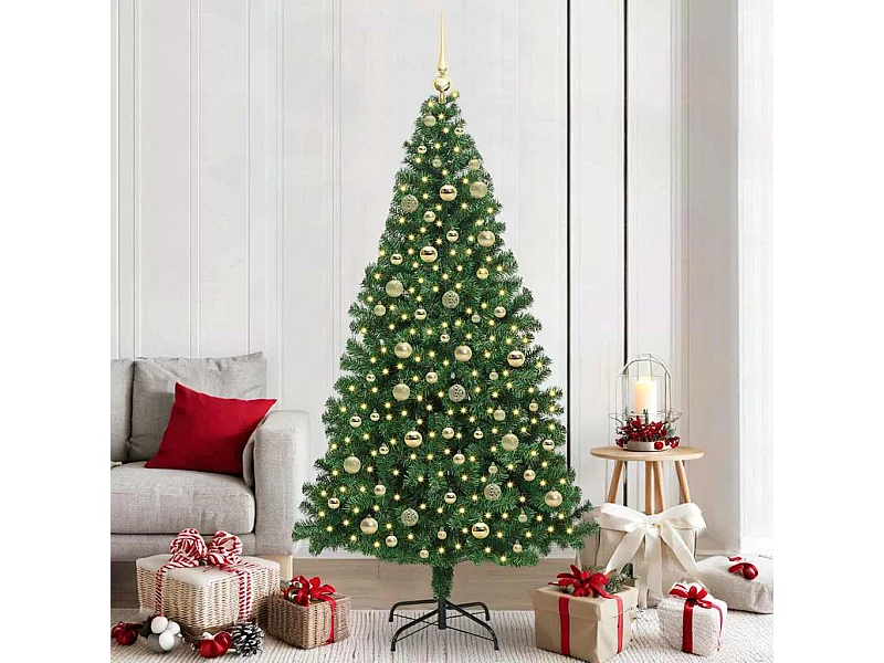 Árvore de Natal Artificial Verde 210 cm PVC, Aço e Plástico
