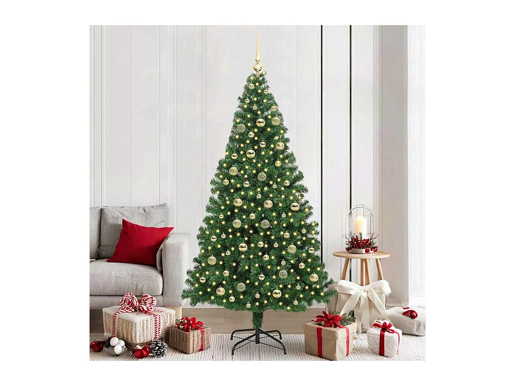 Árvore de Natal Artificial Verde 210 cm PVC, Aço e Plástico