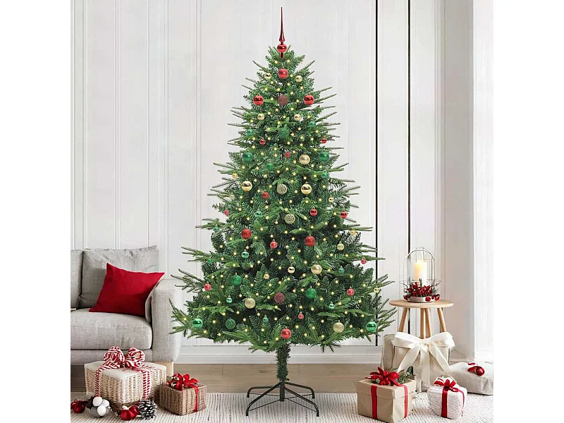 Árbol de Navidad artificial preiluminado con juego de bolas