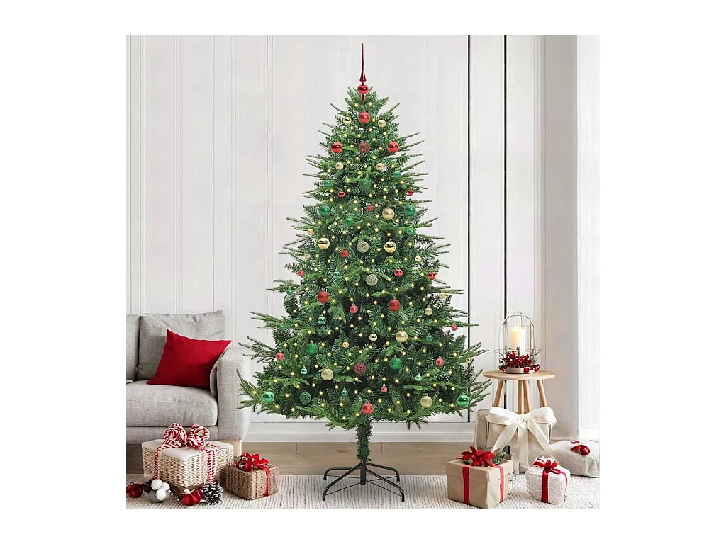 Árbol de Navidad artificial preiluminado con juego de bolas