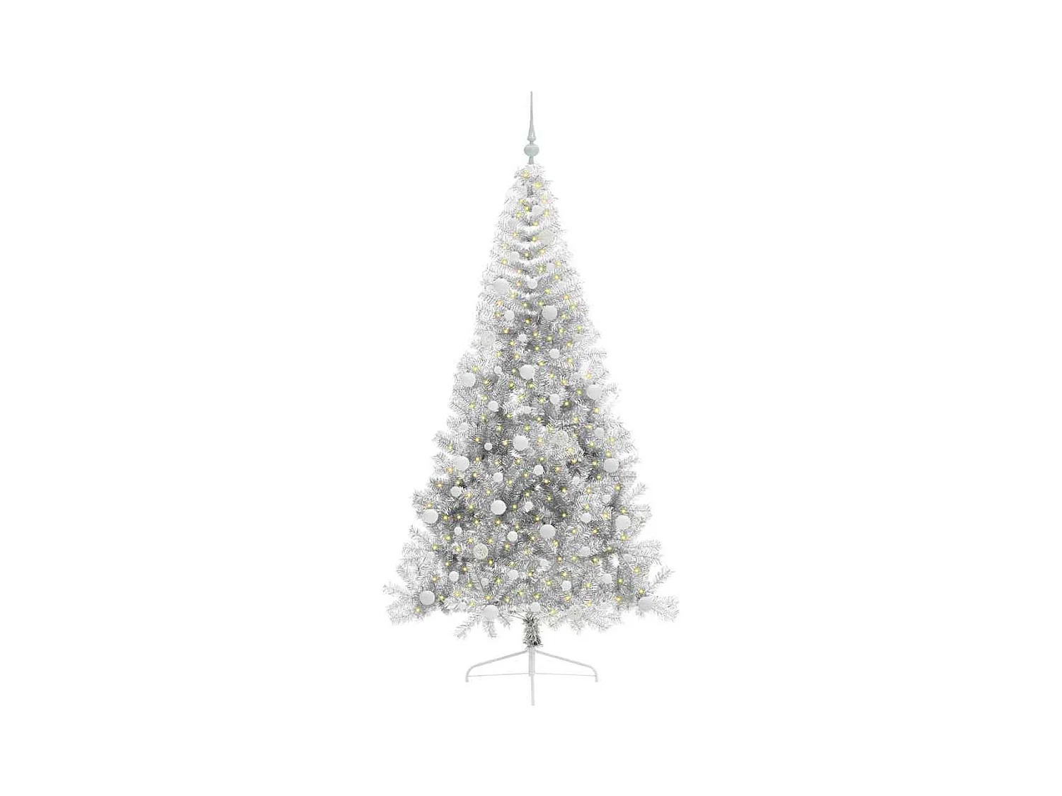 Sapin de Noël artificiel pré-éclairé Argent 210 cm PET