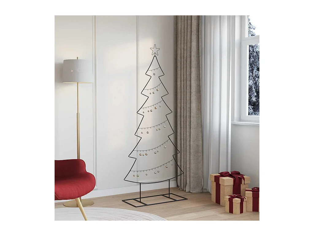 Árbol de Navidad de metal con soporte Negro 180 cm Acero