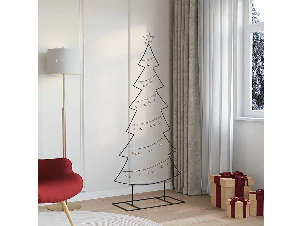 Arbre de Noël en métal avec support Noir 180 cm Acier