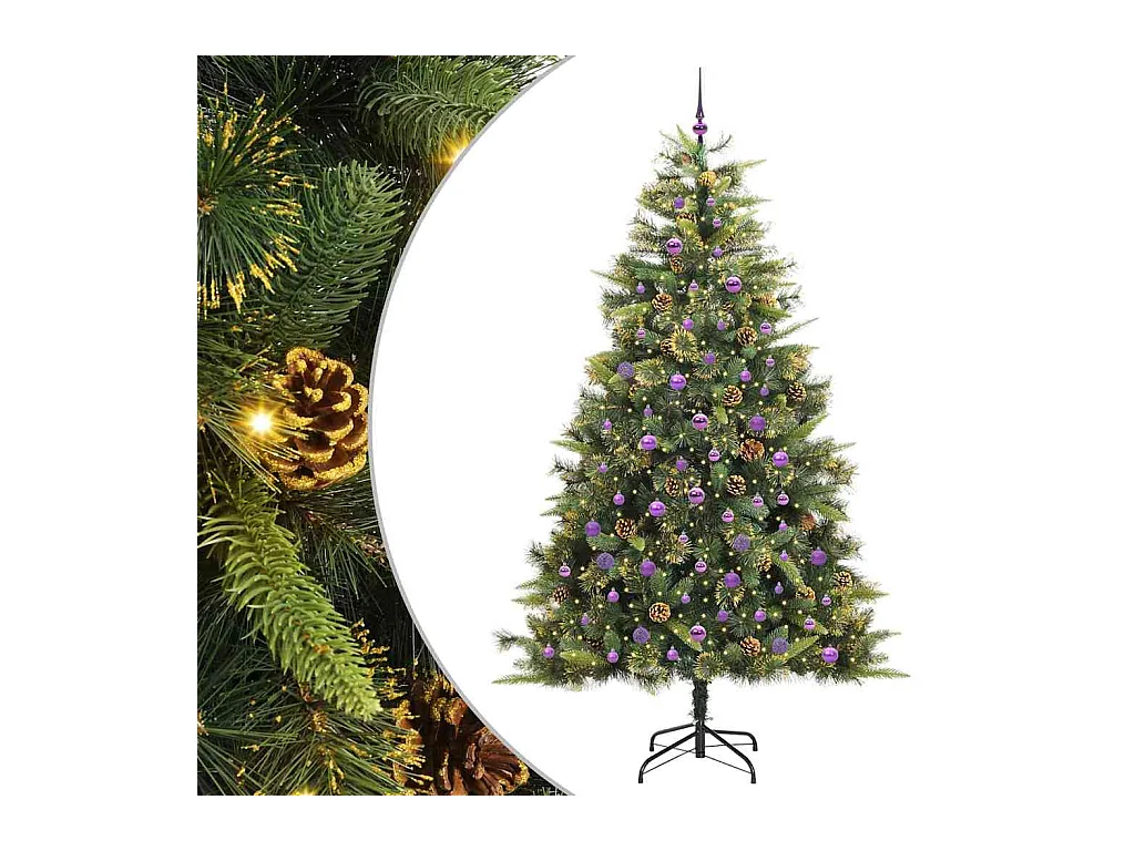 Sapin de Noël artificiel avec branches pliables et cônes 240 cm