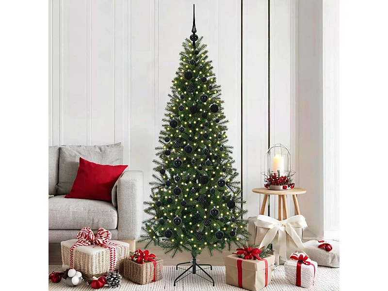 Sapin de Noël artificiel avec 300 LED Vert 180 cm PE et PVC