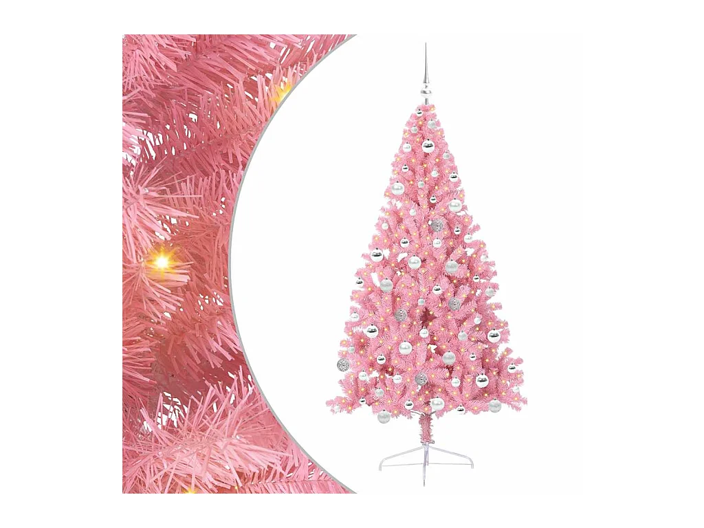 Sapin de Noël artificiel pré-éclairé Rose 180 cm PVC