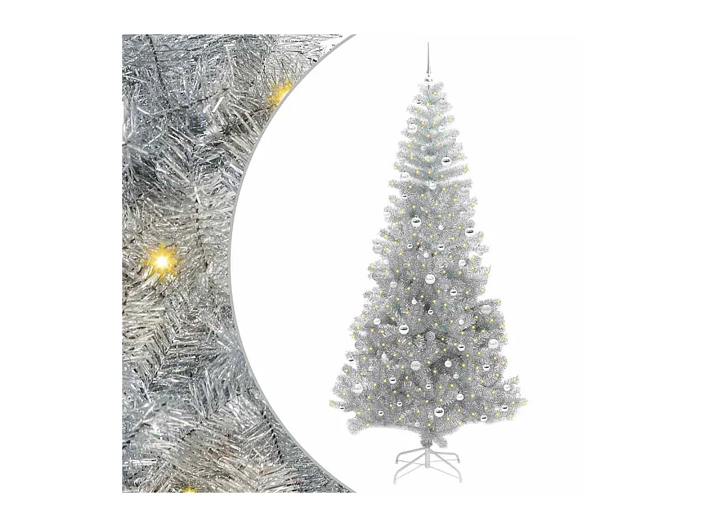 Árvore de Natal com 300 LEDs com suporte Prateado 240 cm PET