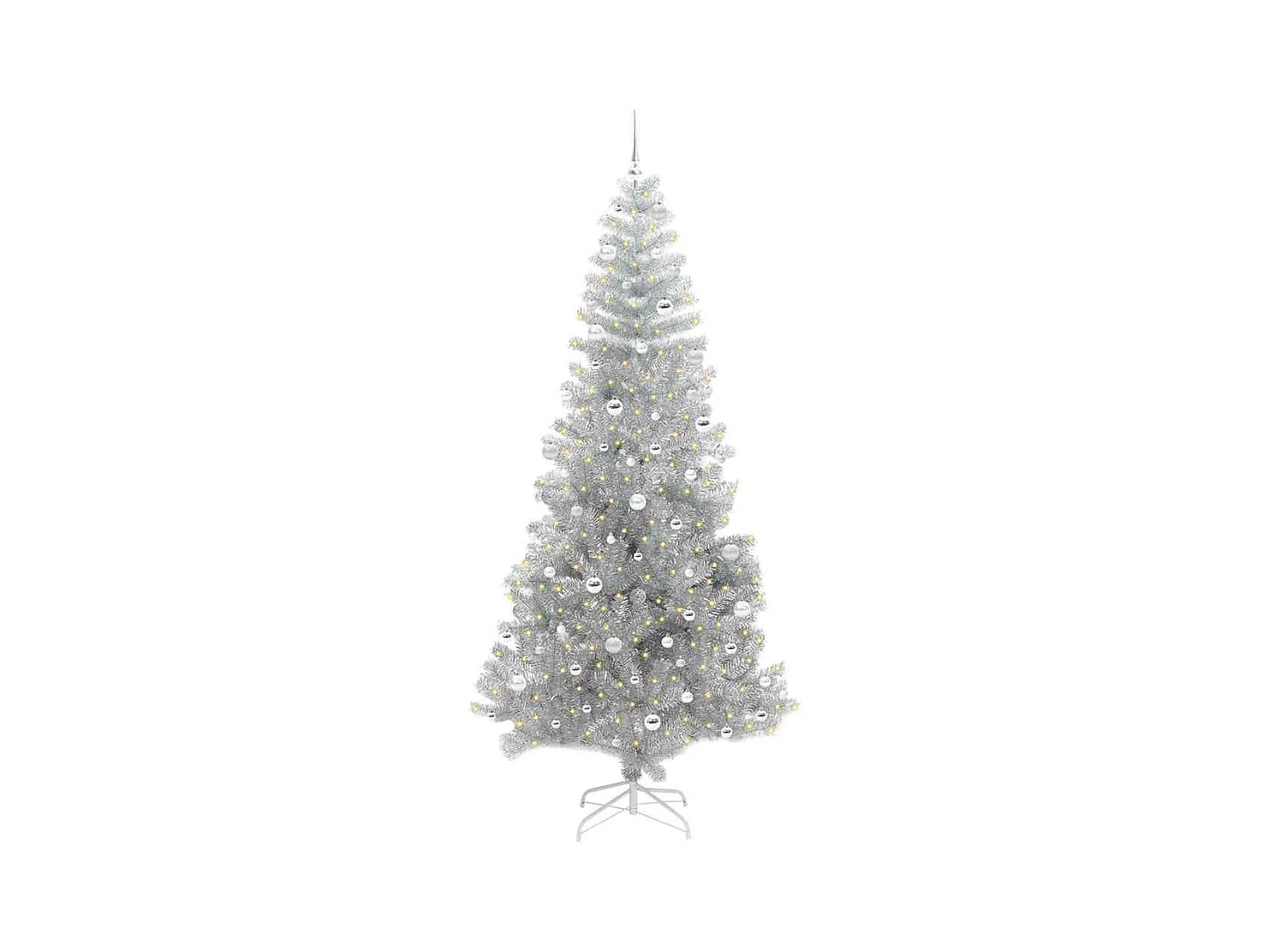 Árvore de Natal com 300 LEDs com suporte Prateado 240 cm PET