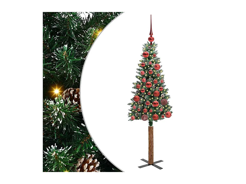 Árbol de Navidad Delgado con 150 LED con soporte Verde y 150 cm