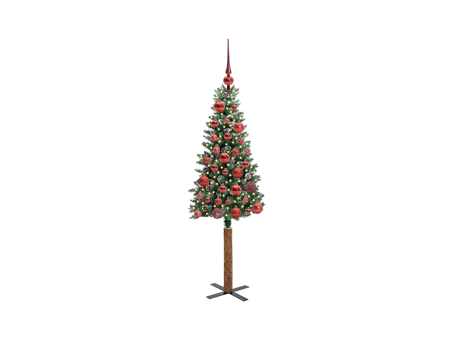 Árbol de Navidad Delgado con 150 LED con soporte Verde y 150 cm