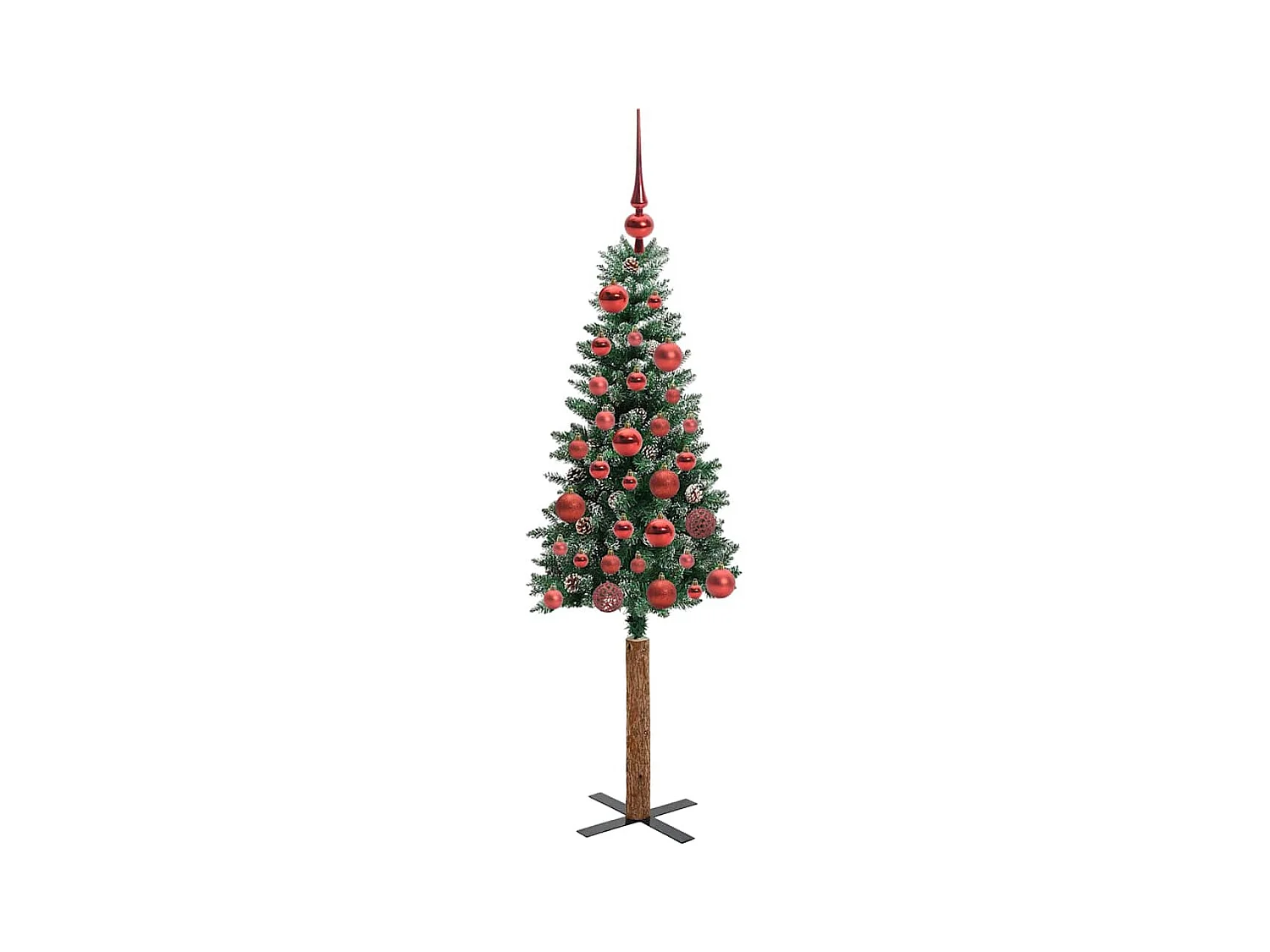Árbol de Navidad Delgado con 150 LED con soporte Verde y 150 cm