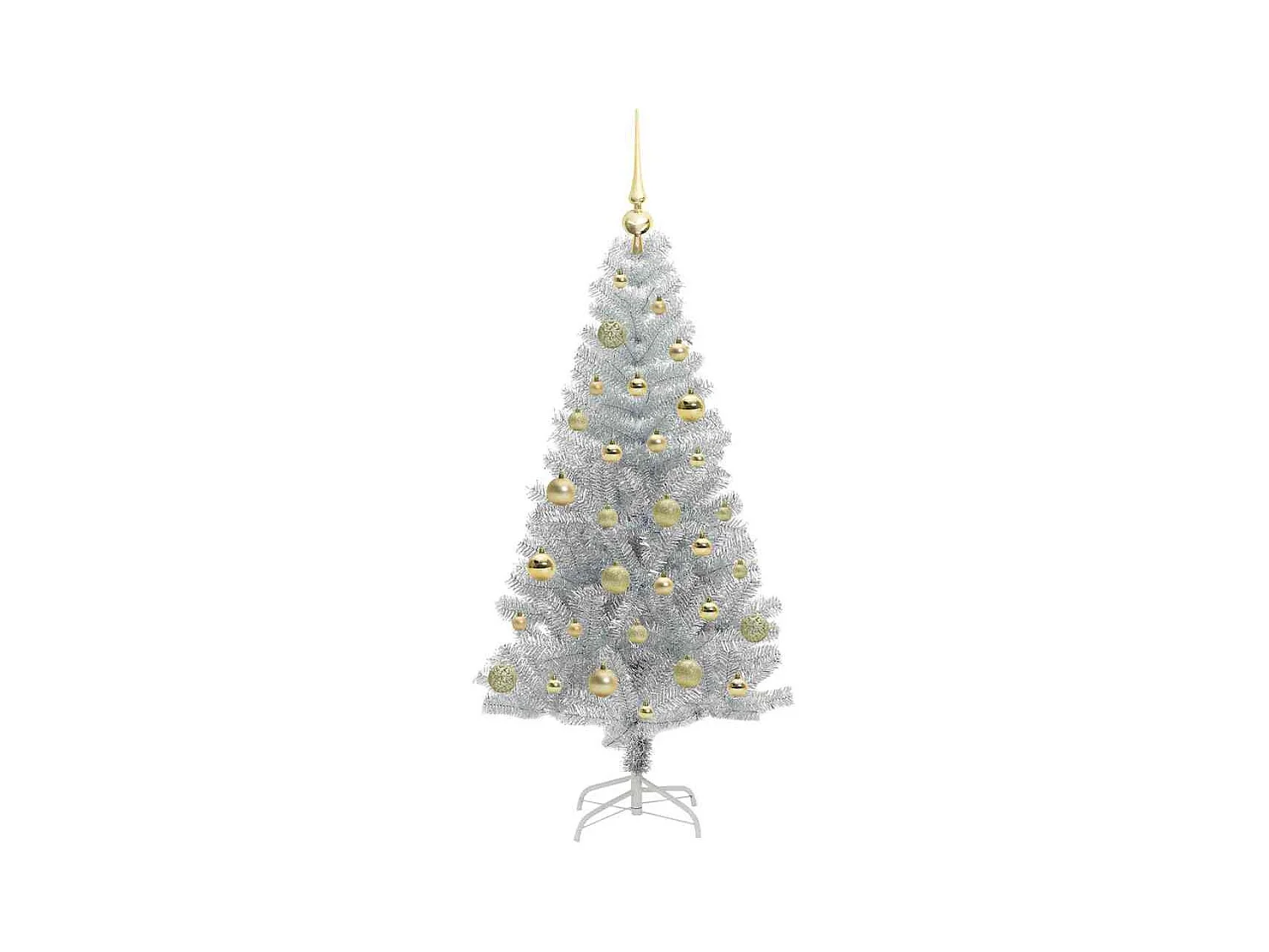 Sapin de Noël avec 150 LED avec support Argent 150 cm PET