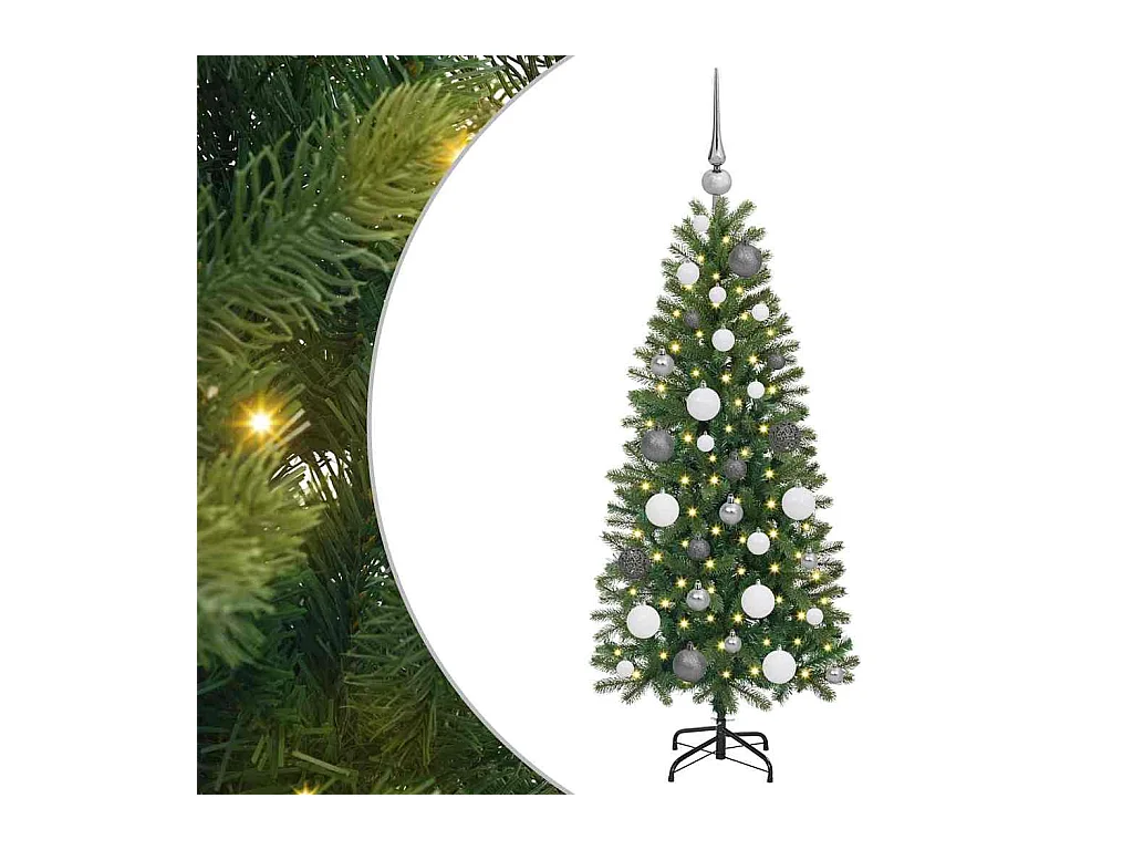 Árvore de Natal Artificial com 150 LEDs Verde 120 cm PE e PVC