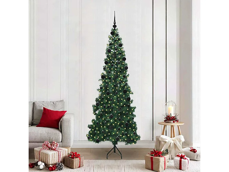 Arbre de Noël artificiel d'angle Vert 210 cm PVC et métal