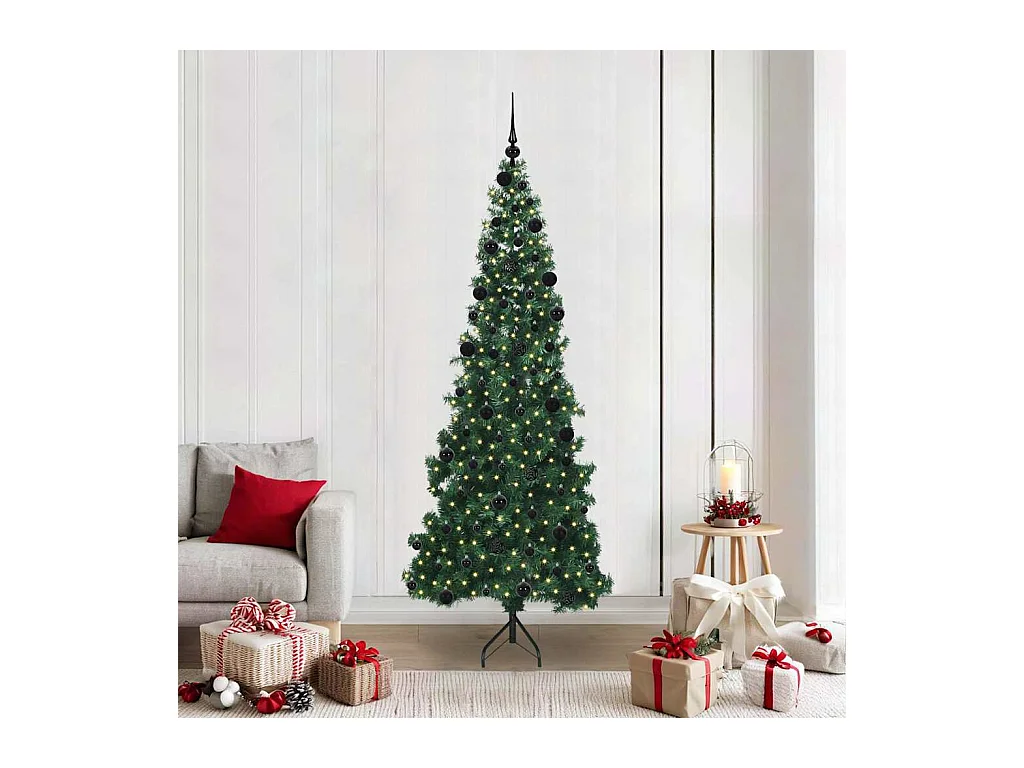 Árbol de Navidad Artificial de Esquina Verde 210 cm PVC y Metal