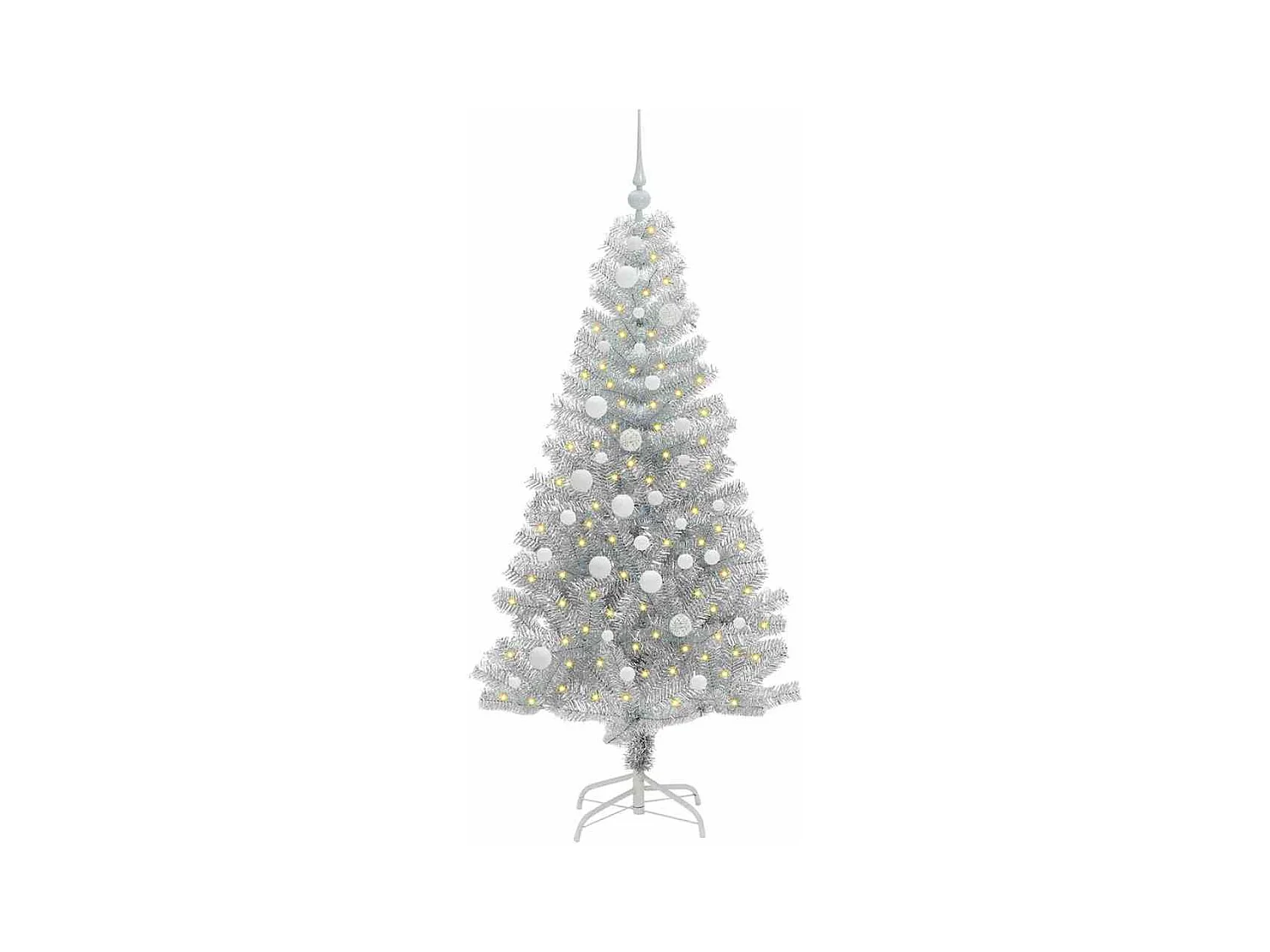 Sapin de Noël avec 150 LED avec support Argent 150 cm PET