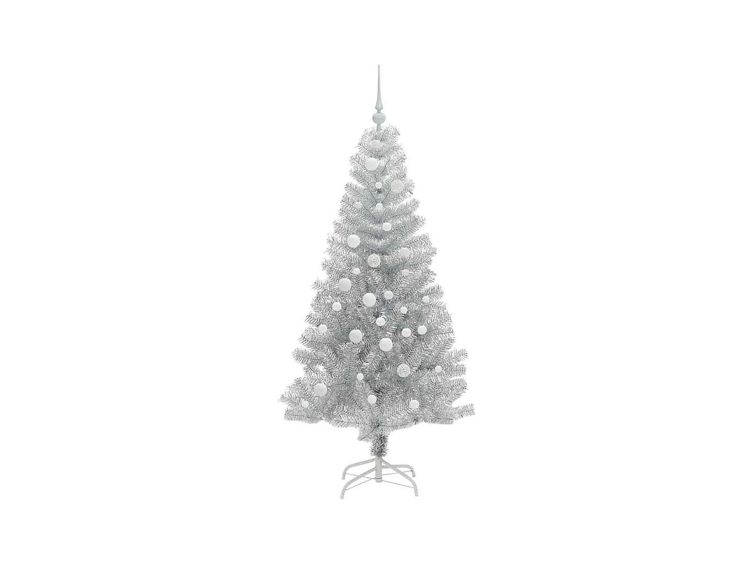 Sapin de Noël avec 150 LED avec support Argent 150 cm PET