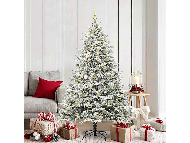 Sapin de Noël artificiel pré-éclairé avec set de boules Vert