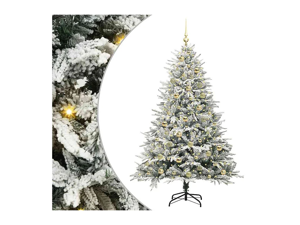 Sapin de Noël artificiel pré-éclairé avec set de boules Vert