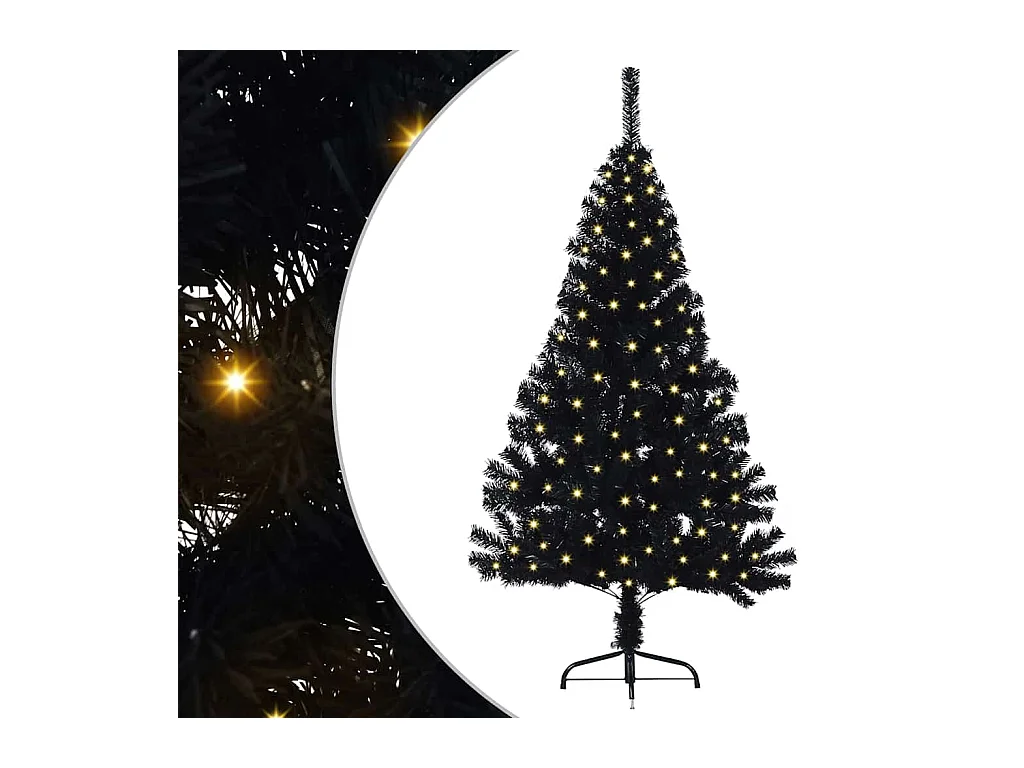 Árbol de Navidad con luces de cuerda decorativa Negro 150 cm