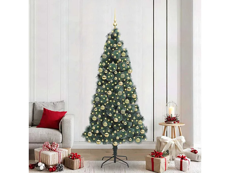 Árbol de Navidad artificial preiluminado con conjunto de bolas