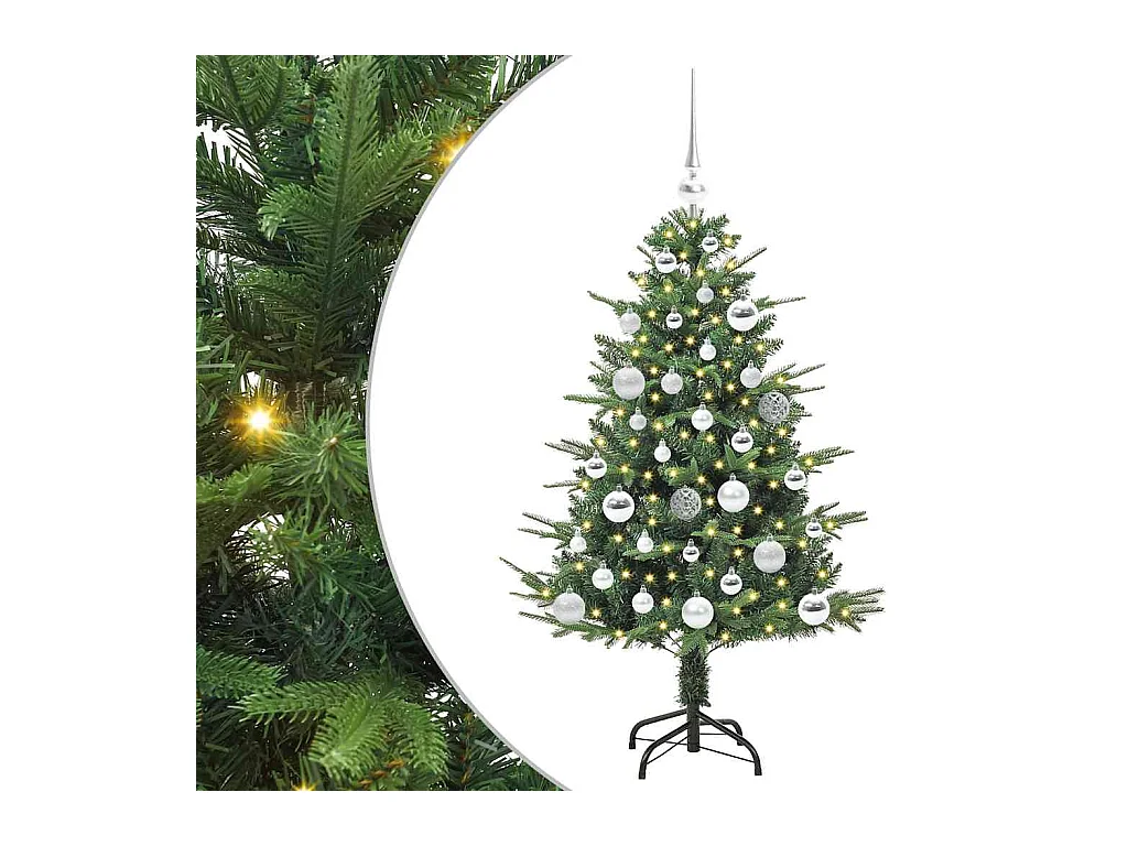 Sapin de Noël artificiel pré-éclairé avec set de boules Vert