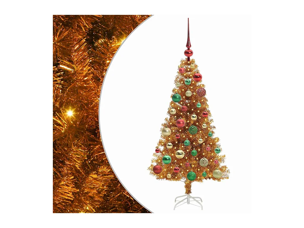 Árbol de Navidad con 150 LED con soporte Dorado 120 cm PET