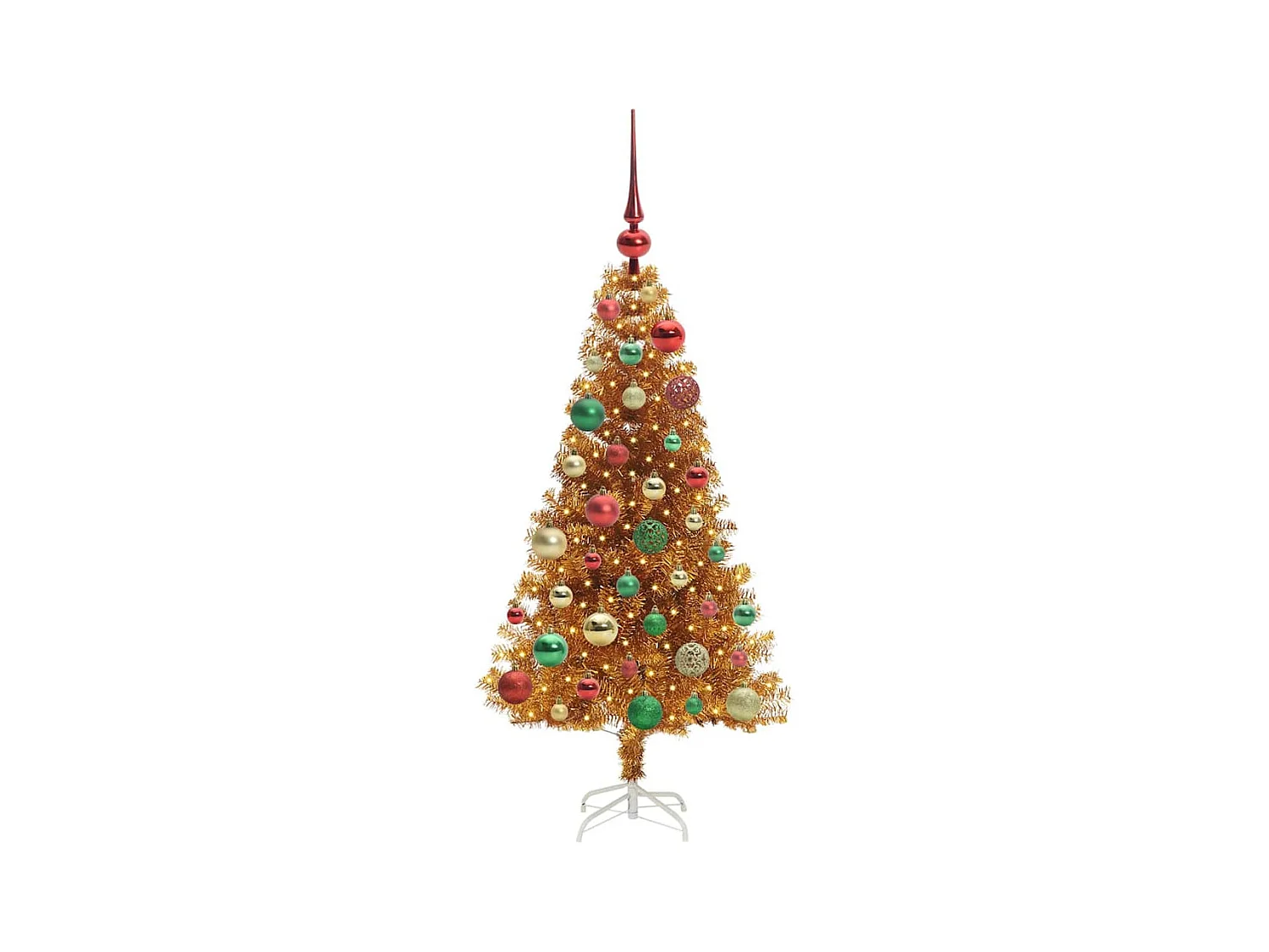 Árbol de Navidad con 150 LED con soporte Dorado 120 cm PET