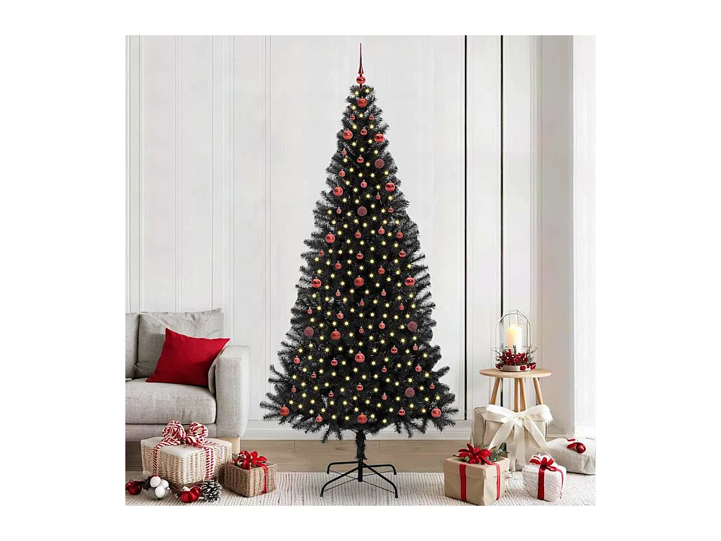 Árvore de Natal com 300 LEDs com suporte Preto 240 cm PVC